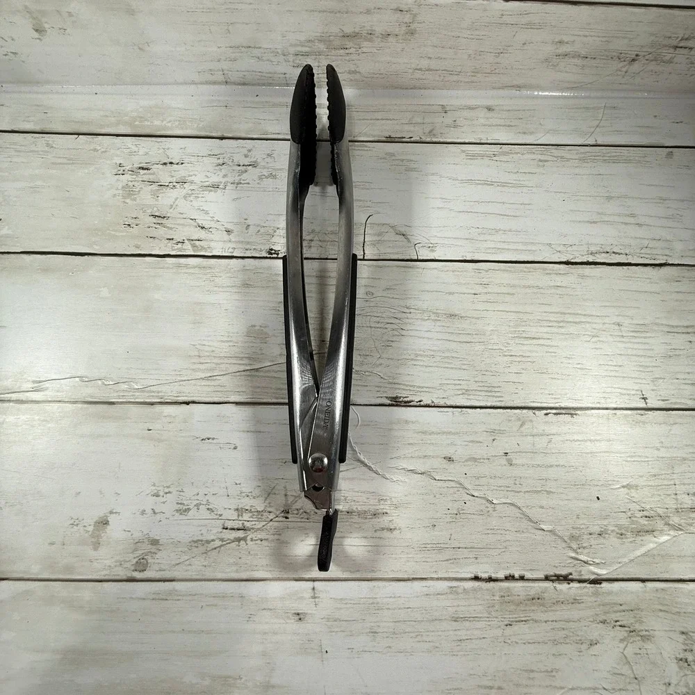 Oneida Stainless Steel Kitchen‎ Tongs Black Silicone Tips Locking Handle 12 Inch